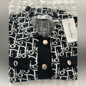 Inspired Dior Monogram Black and White Button Down Sweater.👚